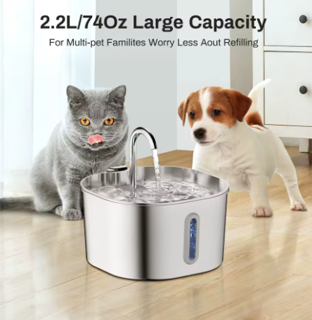 AquaPaw™ Stainless Steel Pet Water Fountain