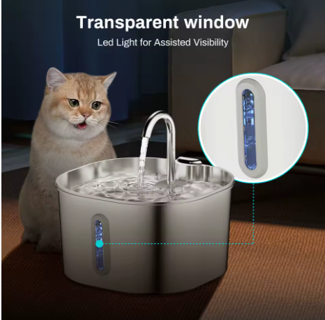 AquaPaw™ Stainless Steel Pet Water Fountain