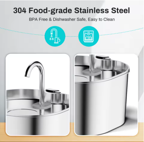 AquaPaw™ Stainless Steel Pet Water Fountain